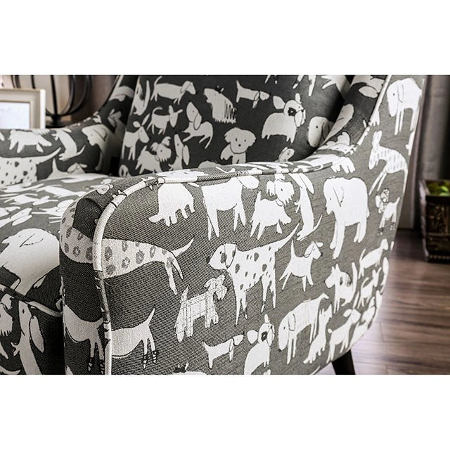 Patricia Ivory/Black Animal Pattern Chair