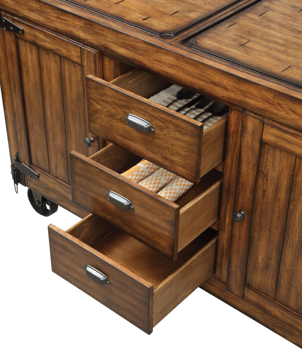 Kabili Antique Tobacco Kitchen Cart