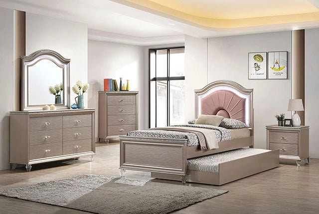 ALLIE Night Stand Beige & Rose Gold