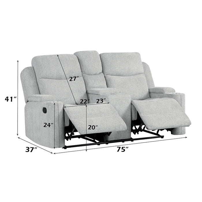 Motion Loveseat w/Console & Storage Arm